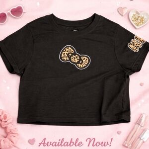 H&M Black Tee with Leopard Print Accents